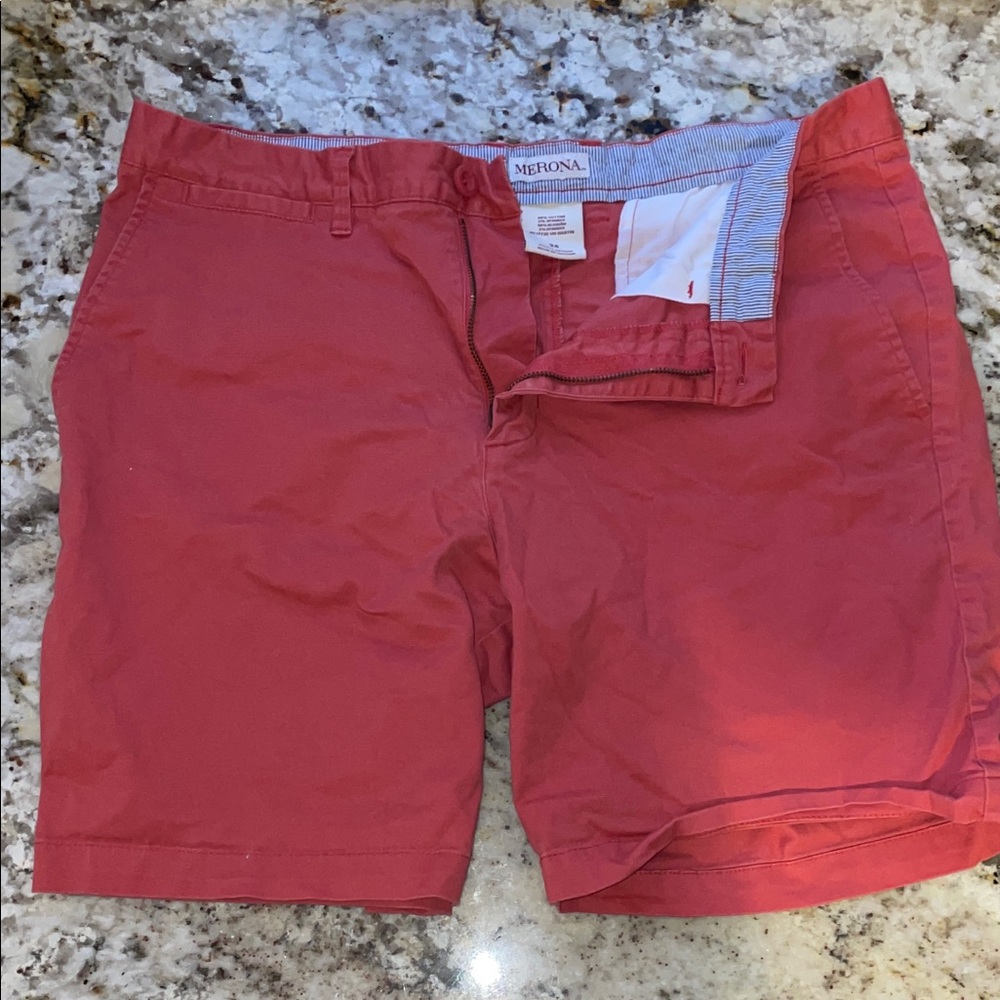 Merona Men's Pink/Red Flat Front Shorts